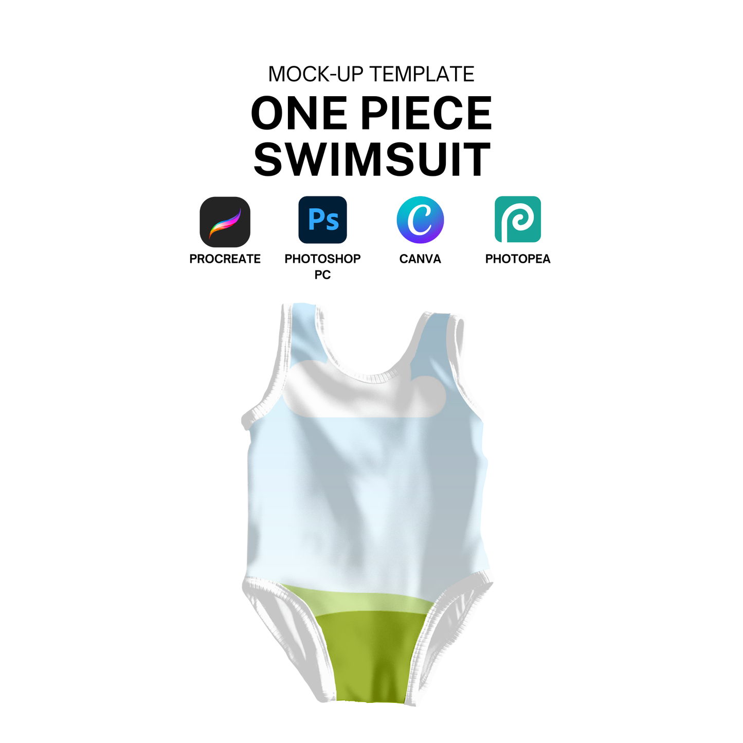 One piece swimsuit mock-up template