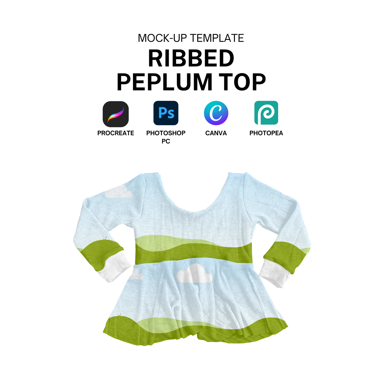 ribbed peplum top mock-up template