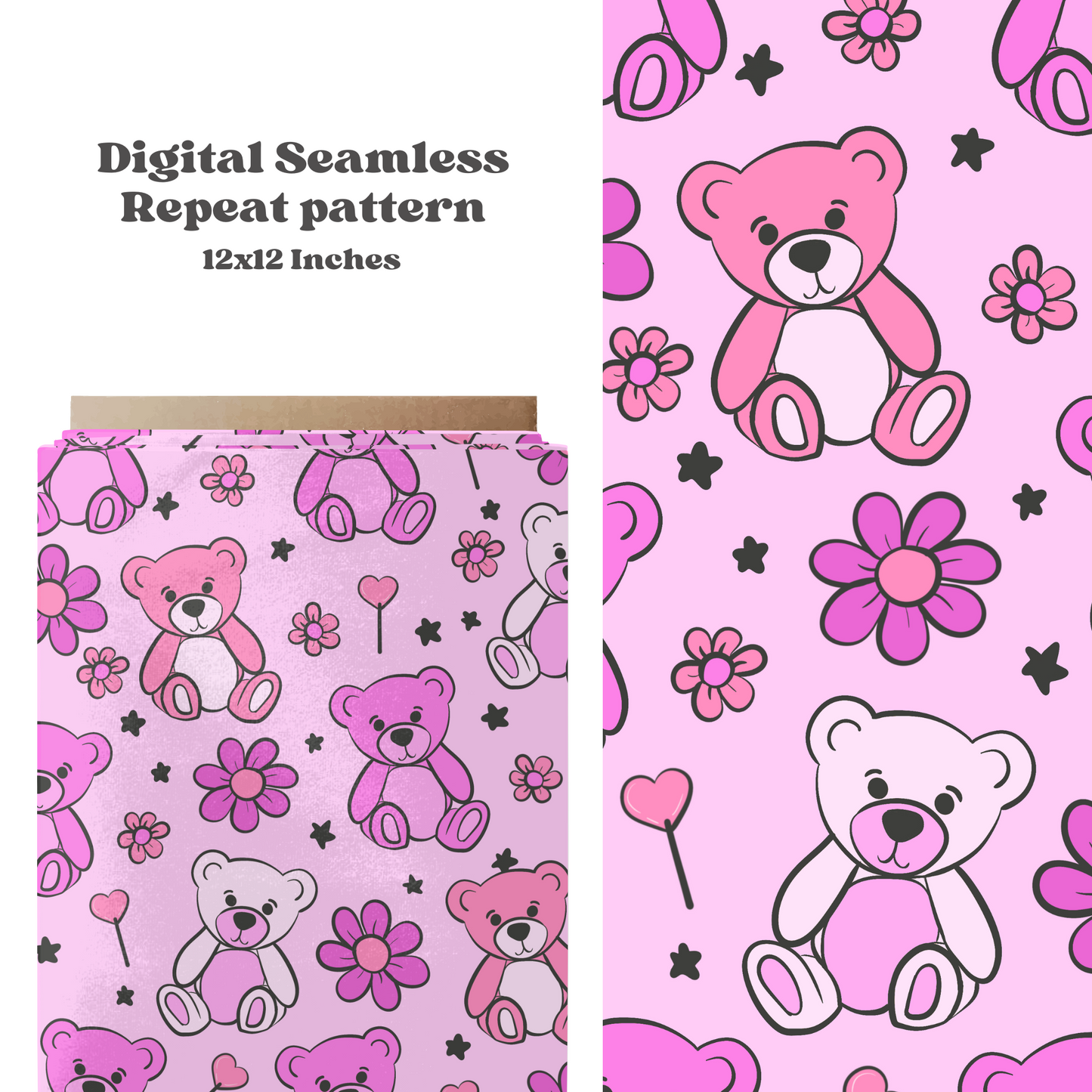 Pink Valentine Bears Pattern Design