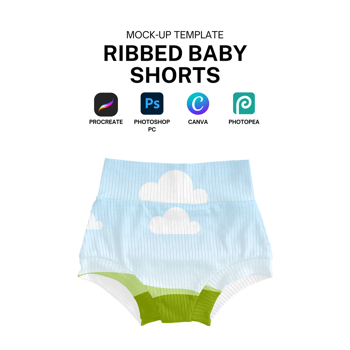 Ribbed bummies mock-up template