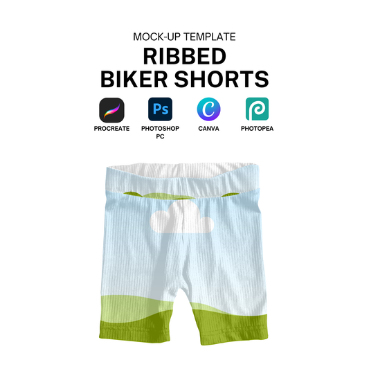 Ribbed biker shorts mock-up template