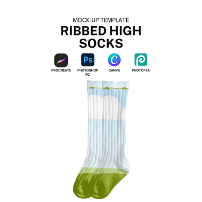 Knee high kids socks mock-up template