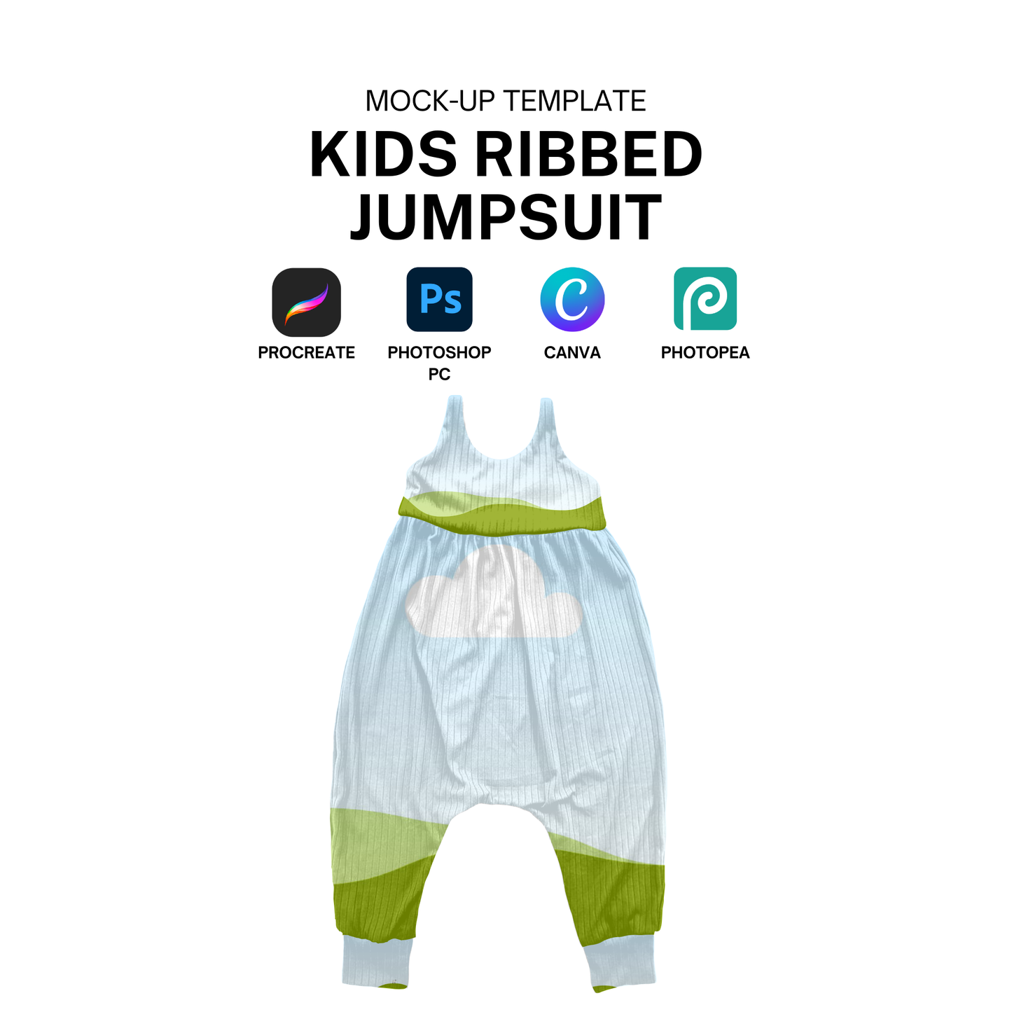 Ribbed napa romper mock-up template