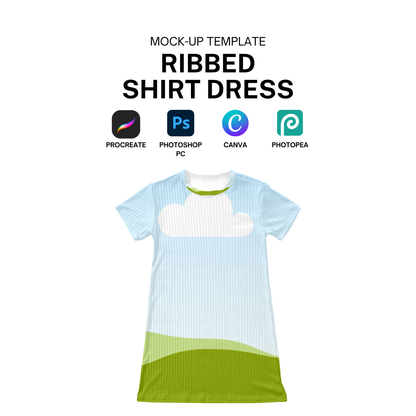 Ribbed t shirt dress mock-up template