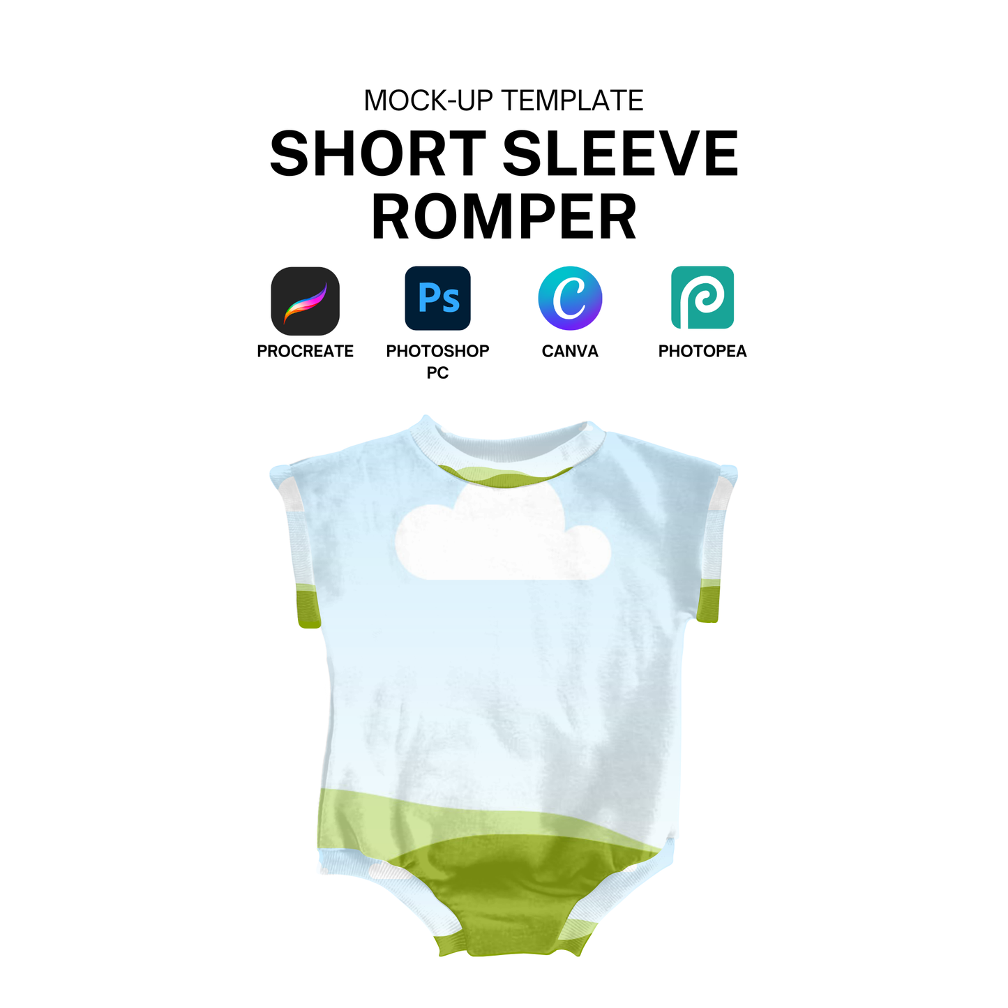 Short sleeve sweater romper mock-up template