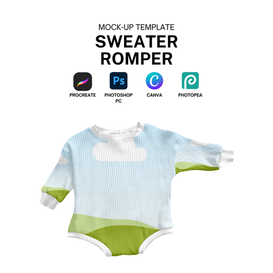 Ribbed sweater romper mock-up template