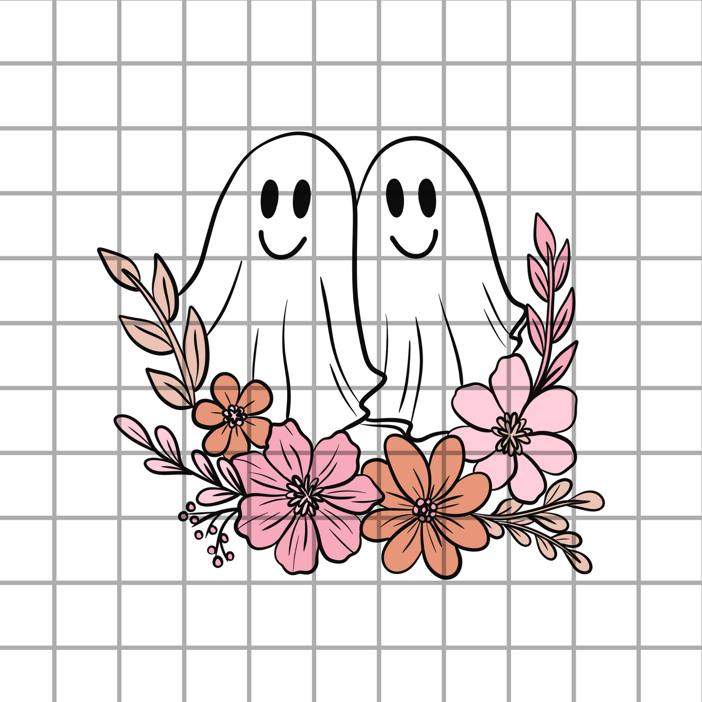 Spooky Ghost Floral PNG Design