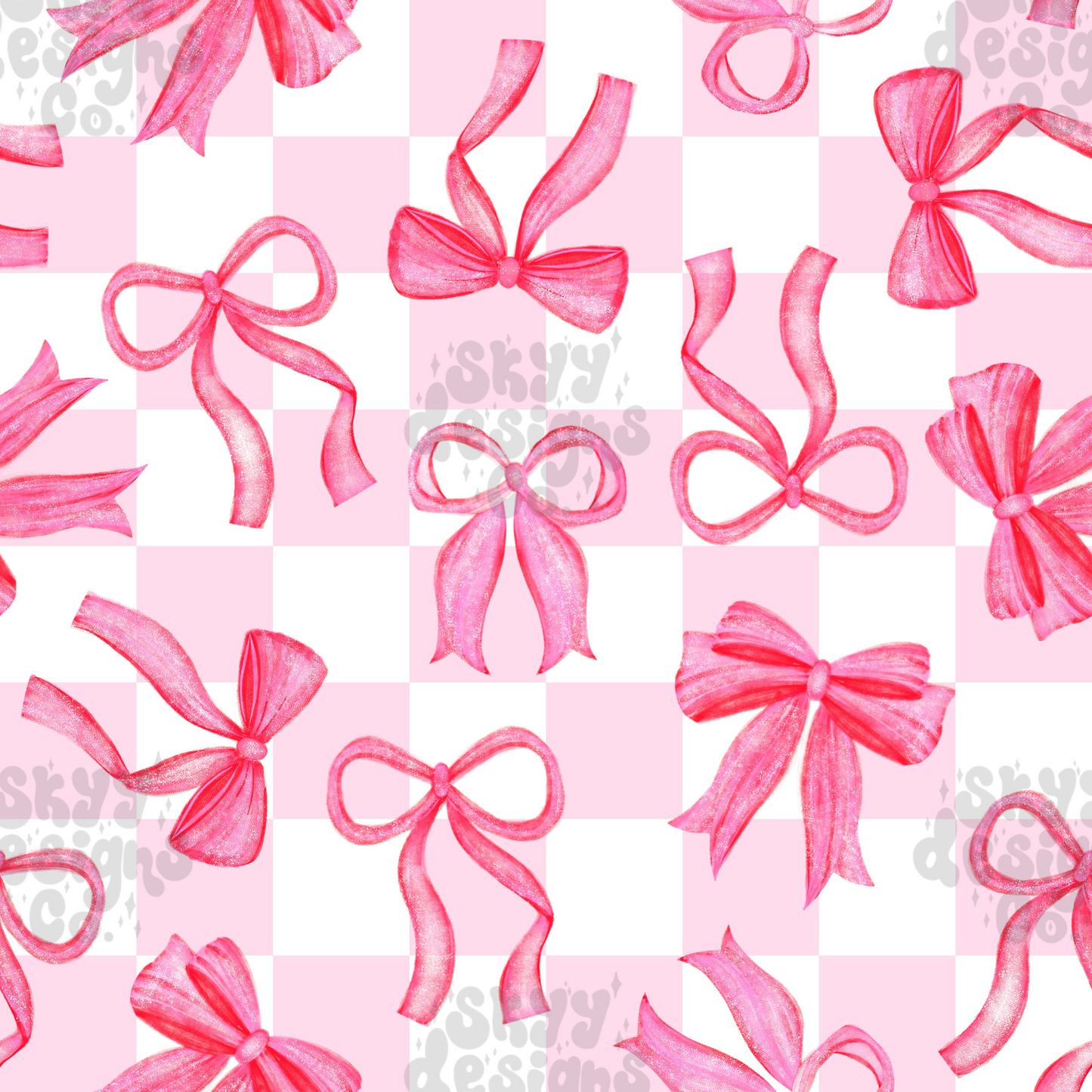 Checkered girly bows Seamless pattern