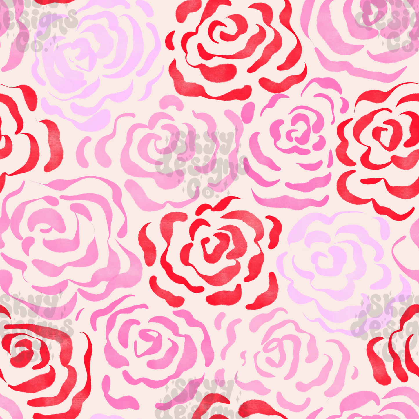 Watercolor Valentine roses Pattern