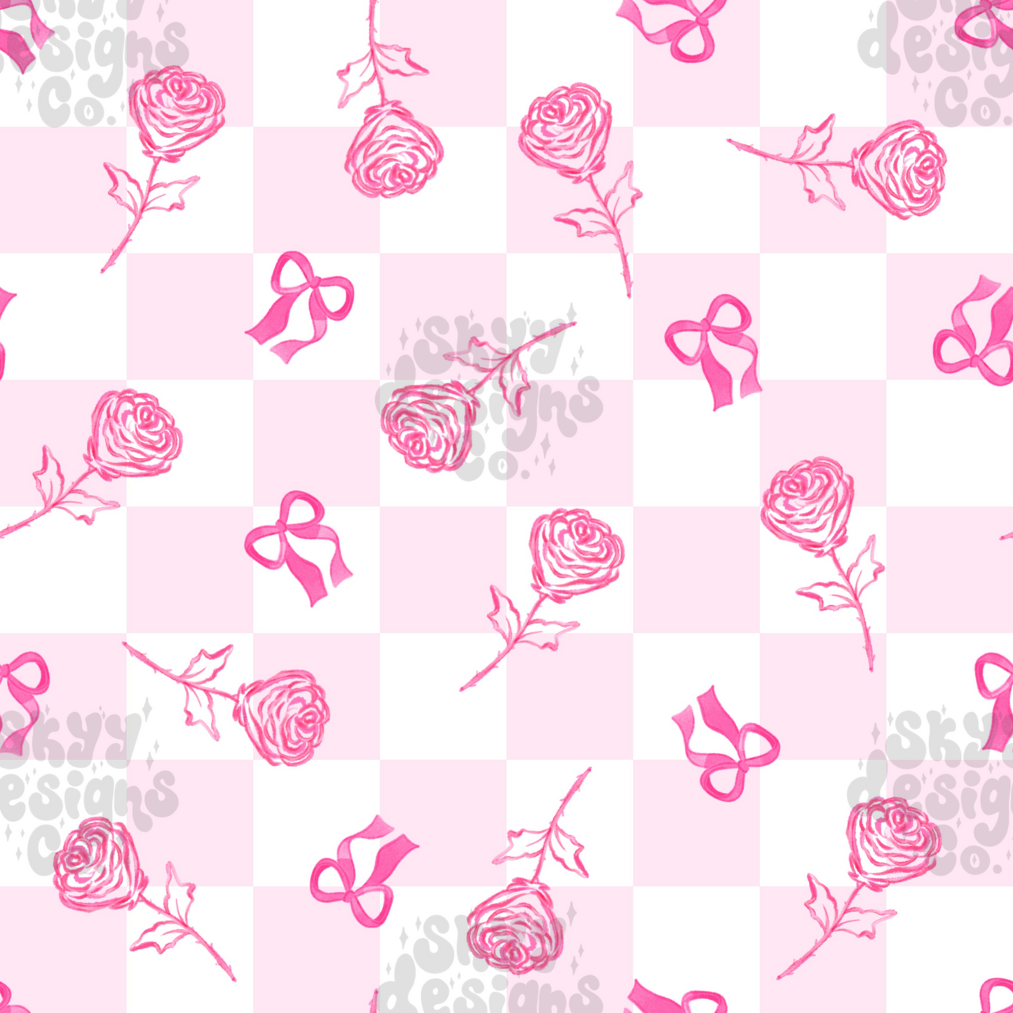 Checkered roses and bows Pattern