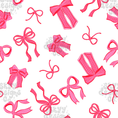 Pink watercolor bows Seamless pattern