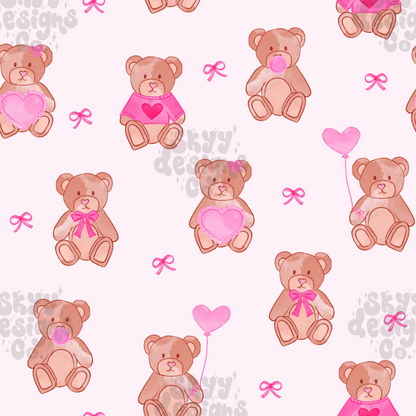 Watercolor valentine bears Pattern