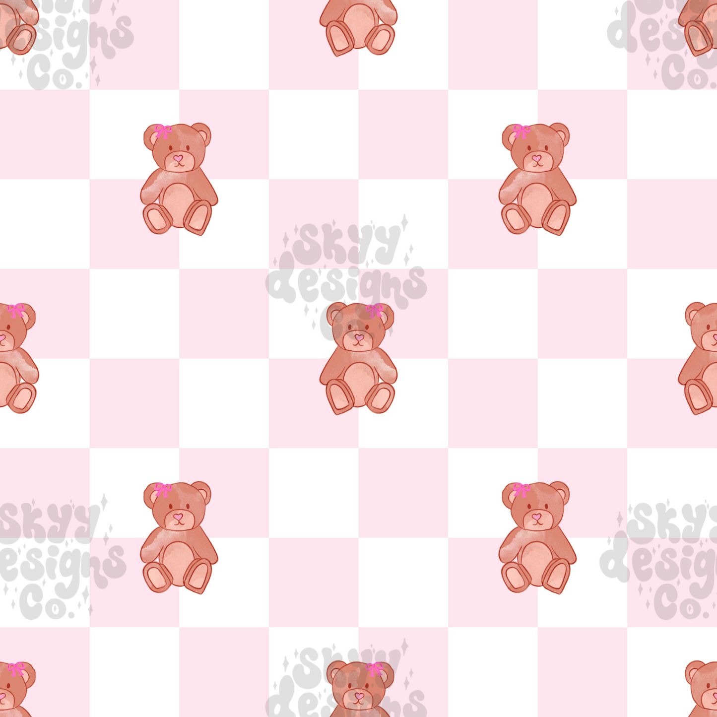 Checkered Bears Seamless Pattern