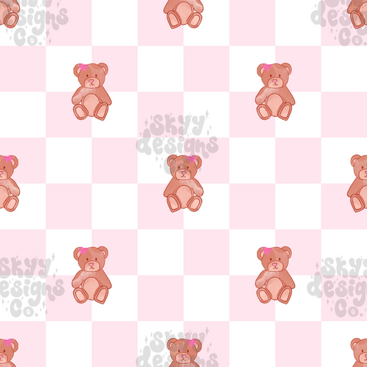 Checkered Bears Seamless Pattern