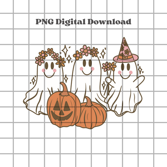 Boho Halloween Ghosts PNG Design
