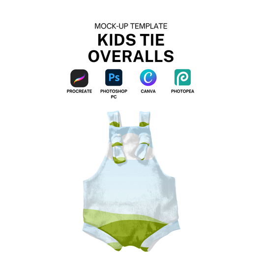 Tie overall shorts mock-up template