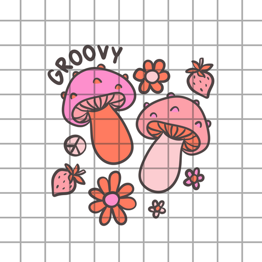 Retro Groovy Mushroom PNG Design