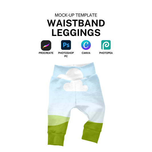 Kids leggings cuffs mock-up template