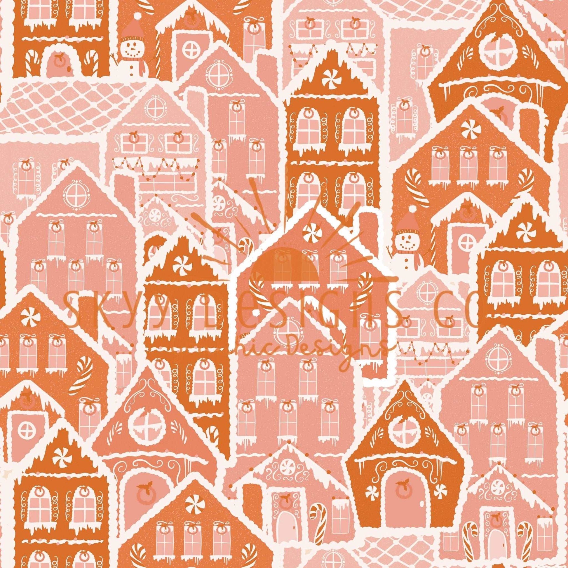 Gingerbread house seamless pattern, gingerbread seamless bundle, Christmas seamless pattern, boho Christmas seamless, winter seamless files - SkyyDesignsCo