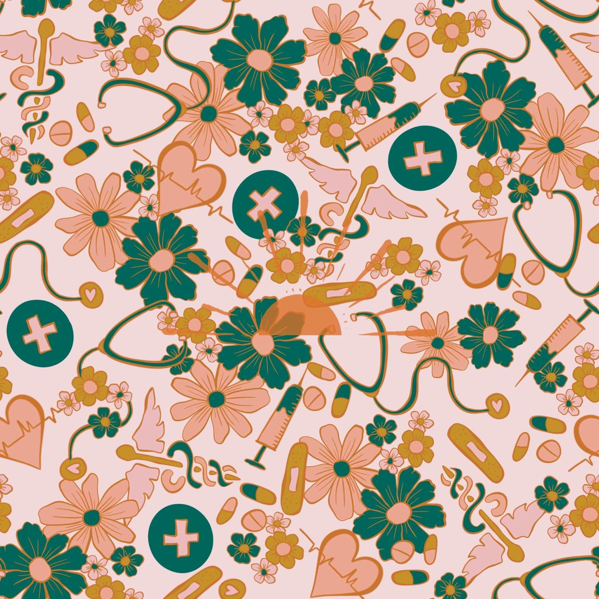 Nurse Pattern Girly nurse medical digital seamless pattern for fabrics and wallpaper ...