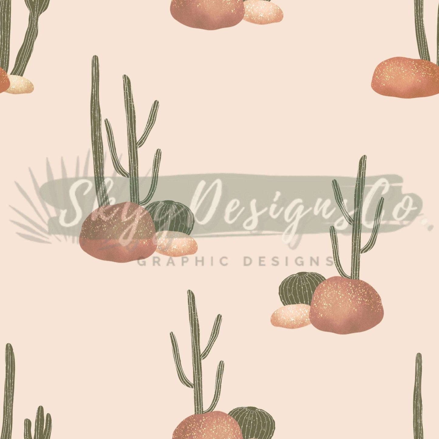 glitter cactus seamless pattern - SkyyDesignsCo