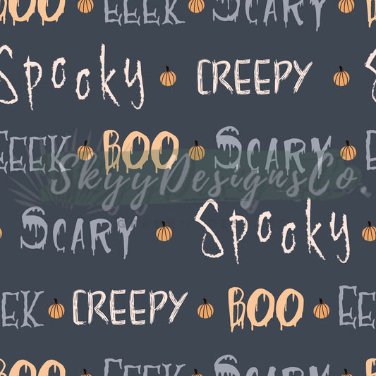 Halloween spooky words digital seamless pattern for fabrics and wallpapers, Halloween seamless repeat pattern, spooky words seamless file - SkyyDesignsCo