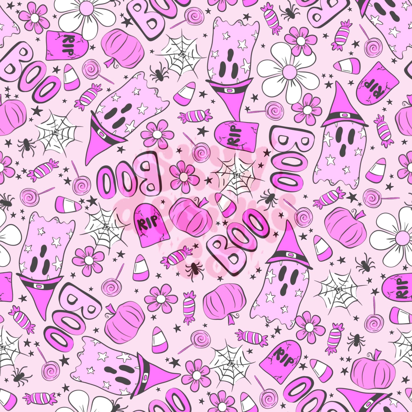 Pink spooky ghosts seamless pattern - SkyyDesignsCo