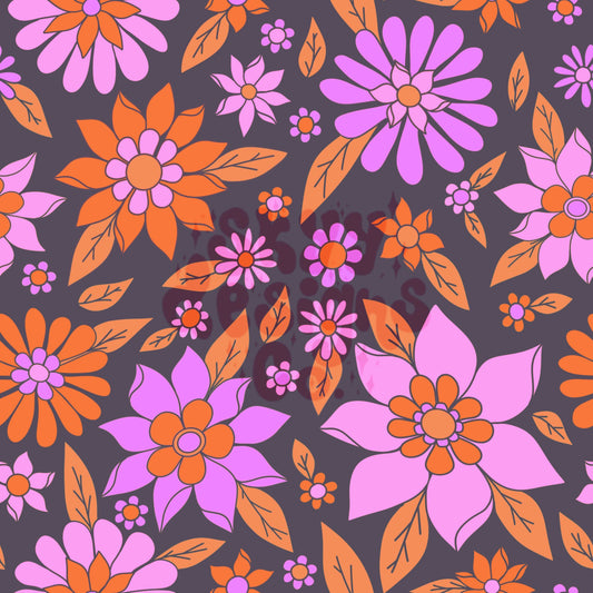 Retro Halloween floral seamless surface pattern - SkyyDesignsCo