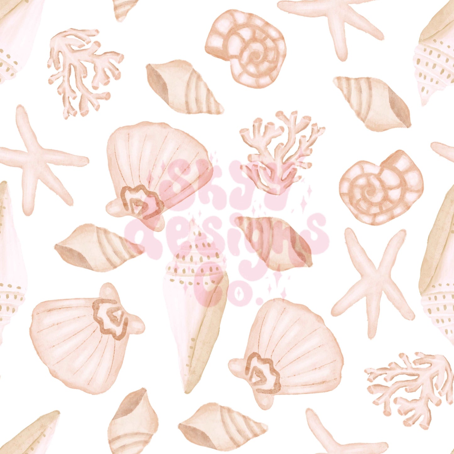 Neutral seashells seamless pattern - SkyyDesignsCo