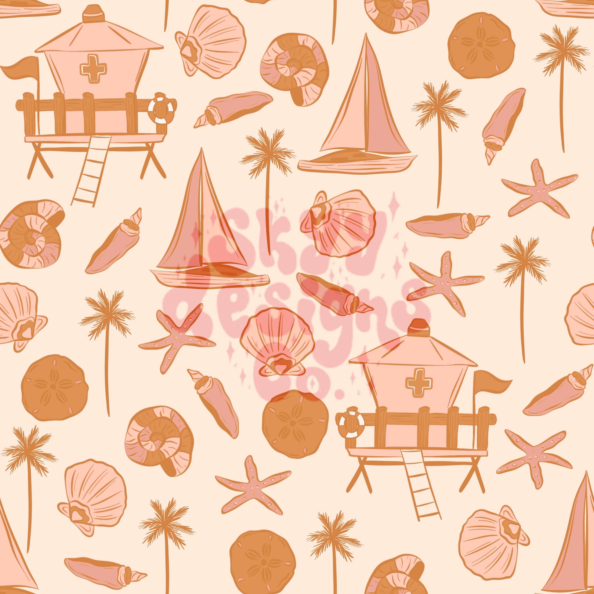 Pink boho summer seamless pattern - SkyyDesignsCo
