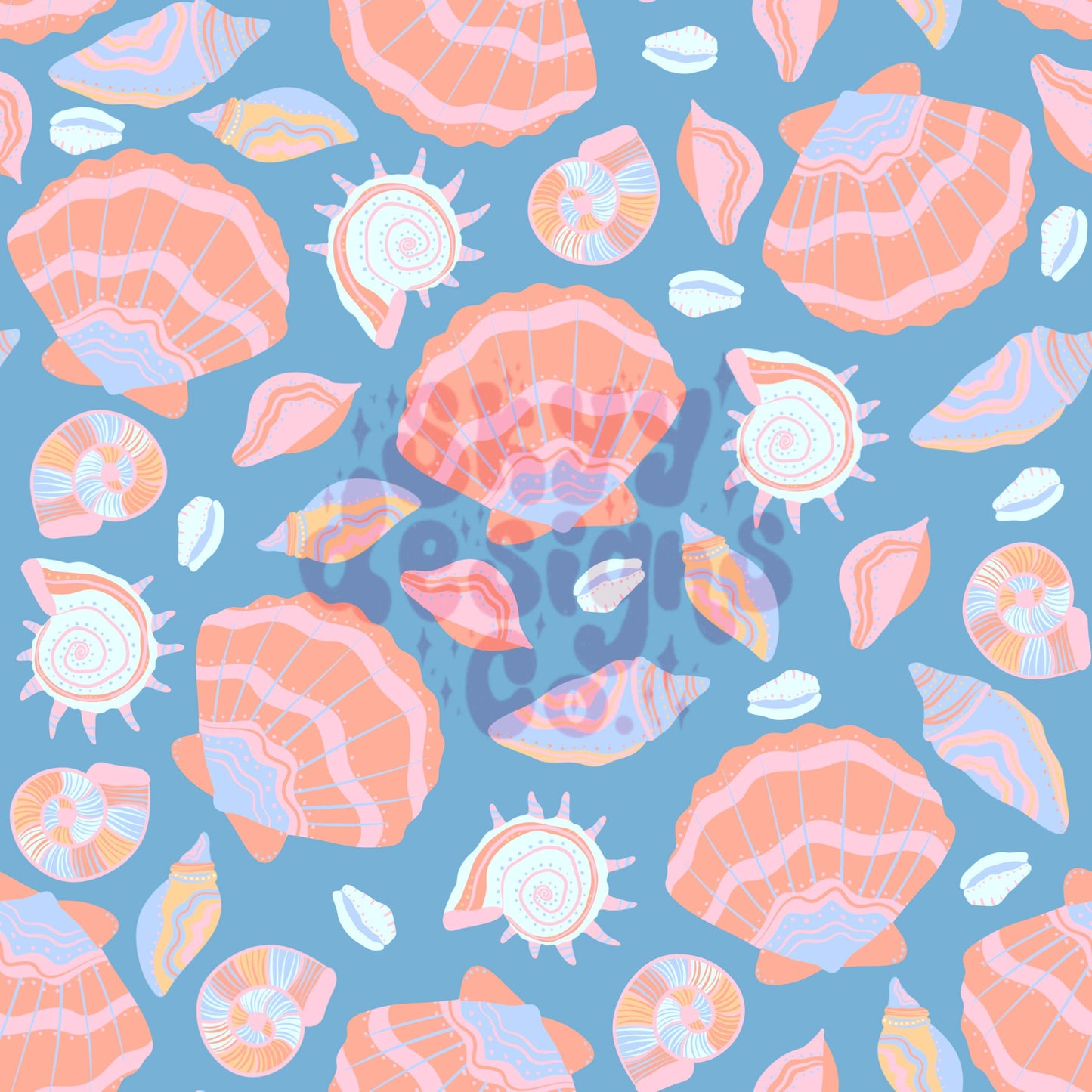 Pastel seashells seamless pattern - SkyyDesignsCo