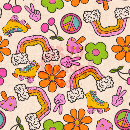Groovy embroidery patches seamless pattern - SkyyDesignsCo