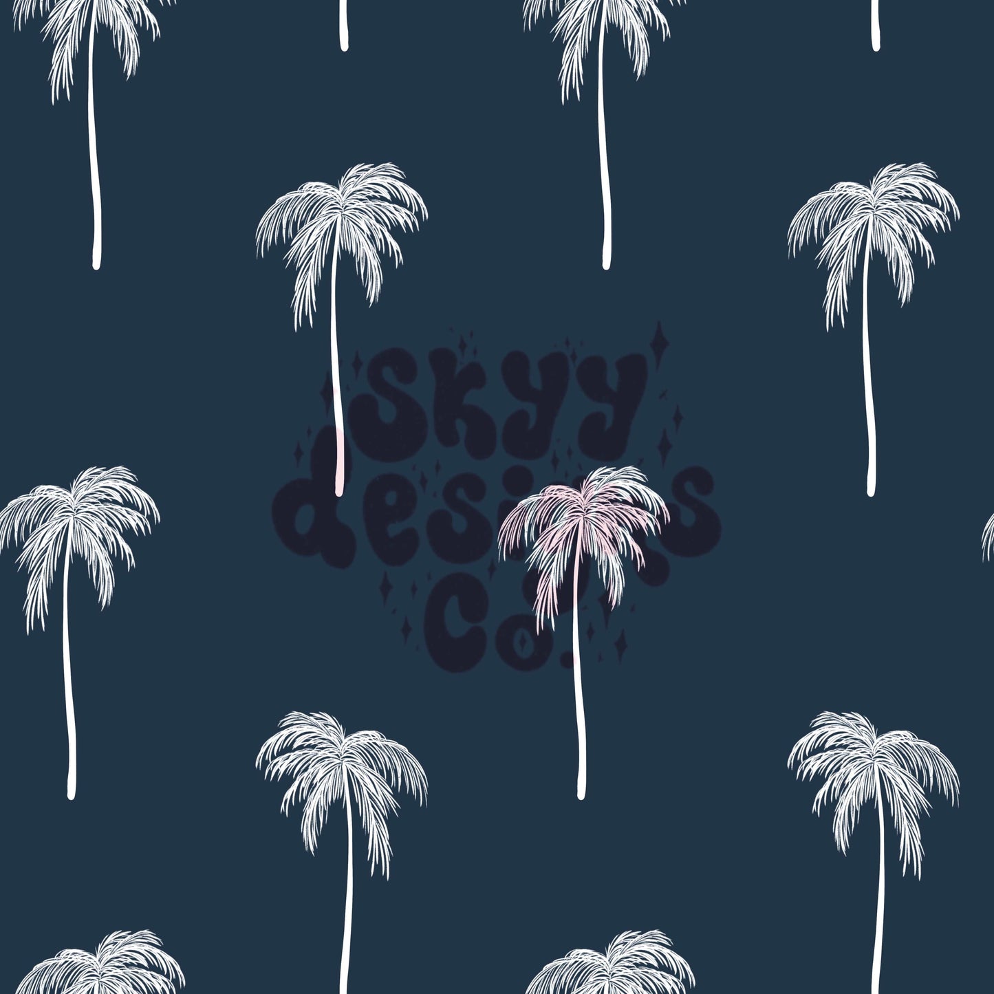 Navy and white palms seamless pattern - SkyyDesignsCo