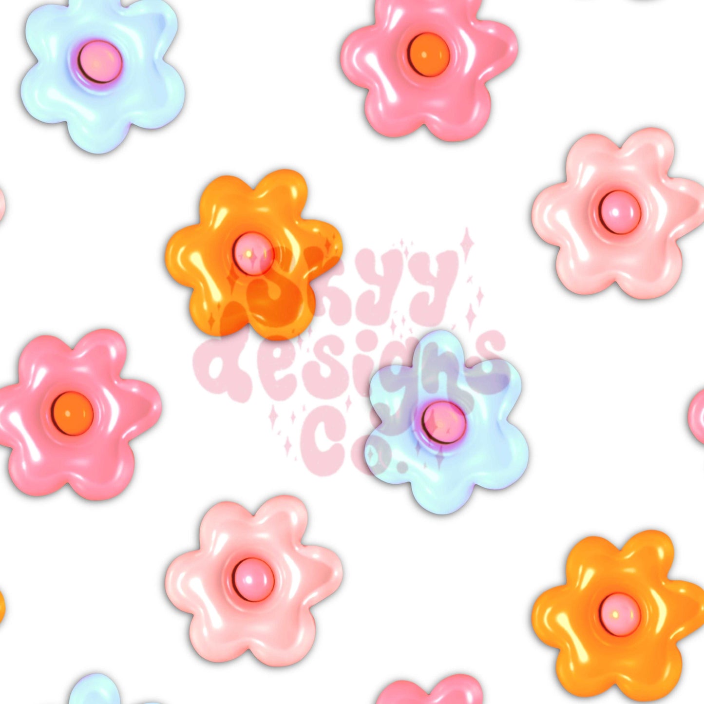 3d bright daisy floral seamless surface pattern - SkyyDesignsCo
