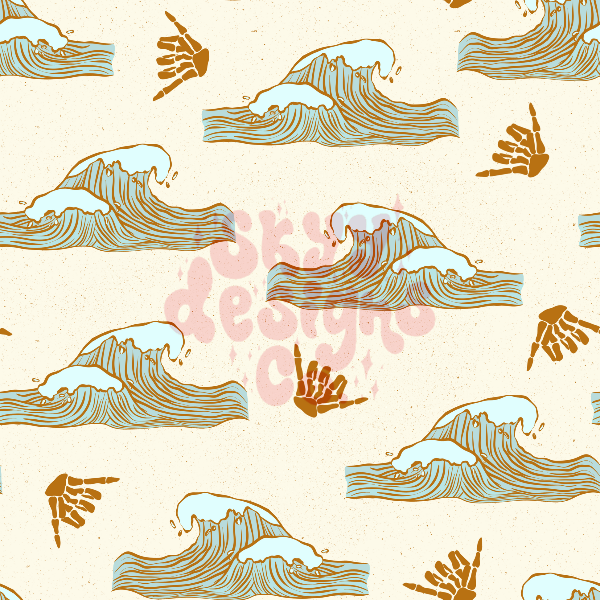 Hang loose summer waves seamless pattern - SkyyDesignsCo