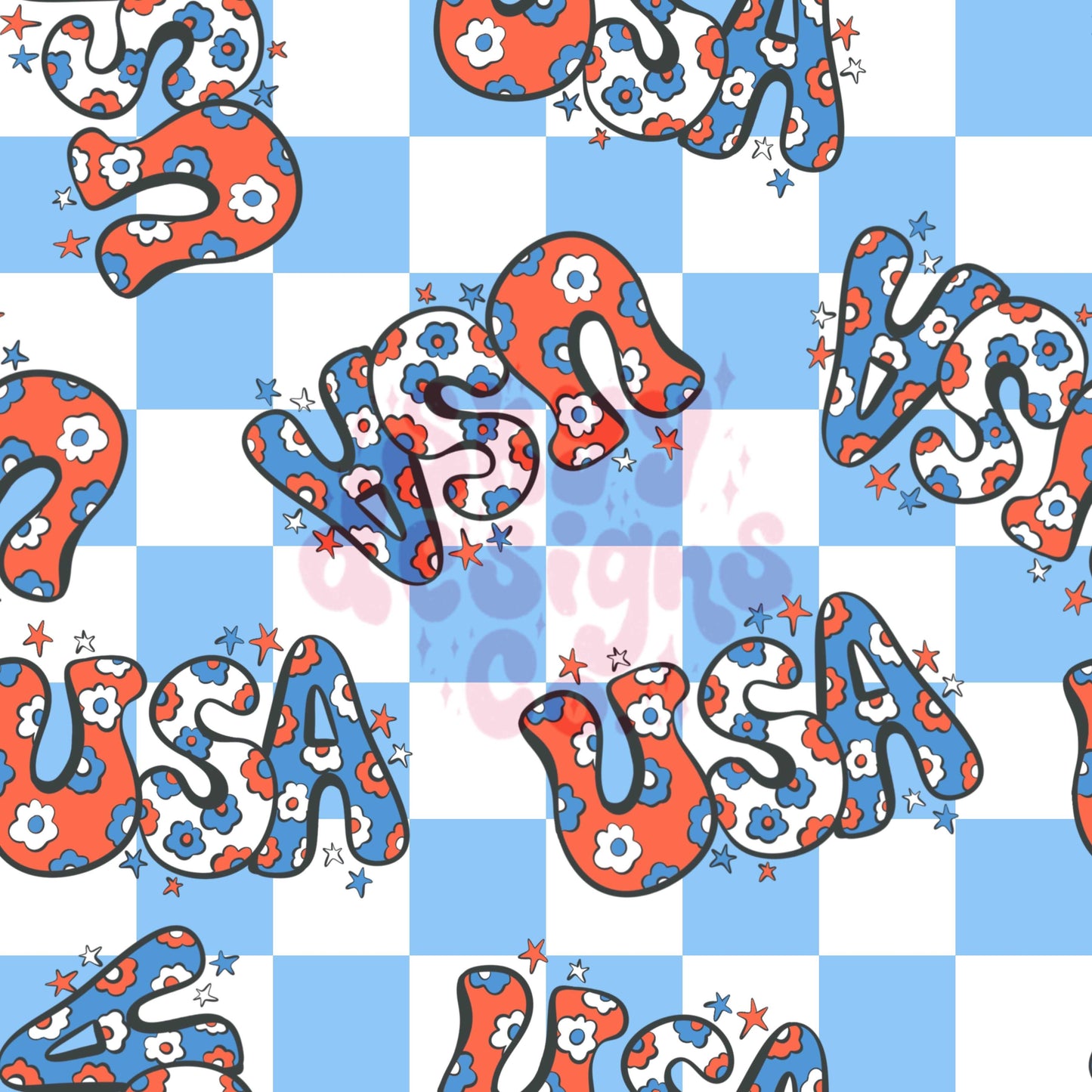 Retro checkered USA seamless pattern - SkyyDesignsCo
