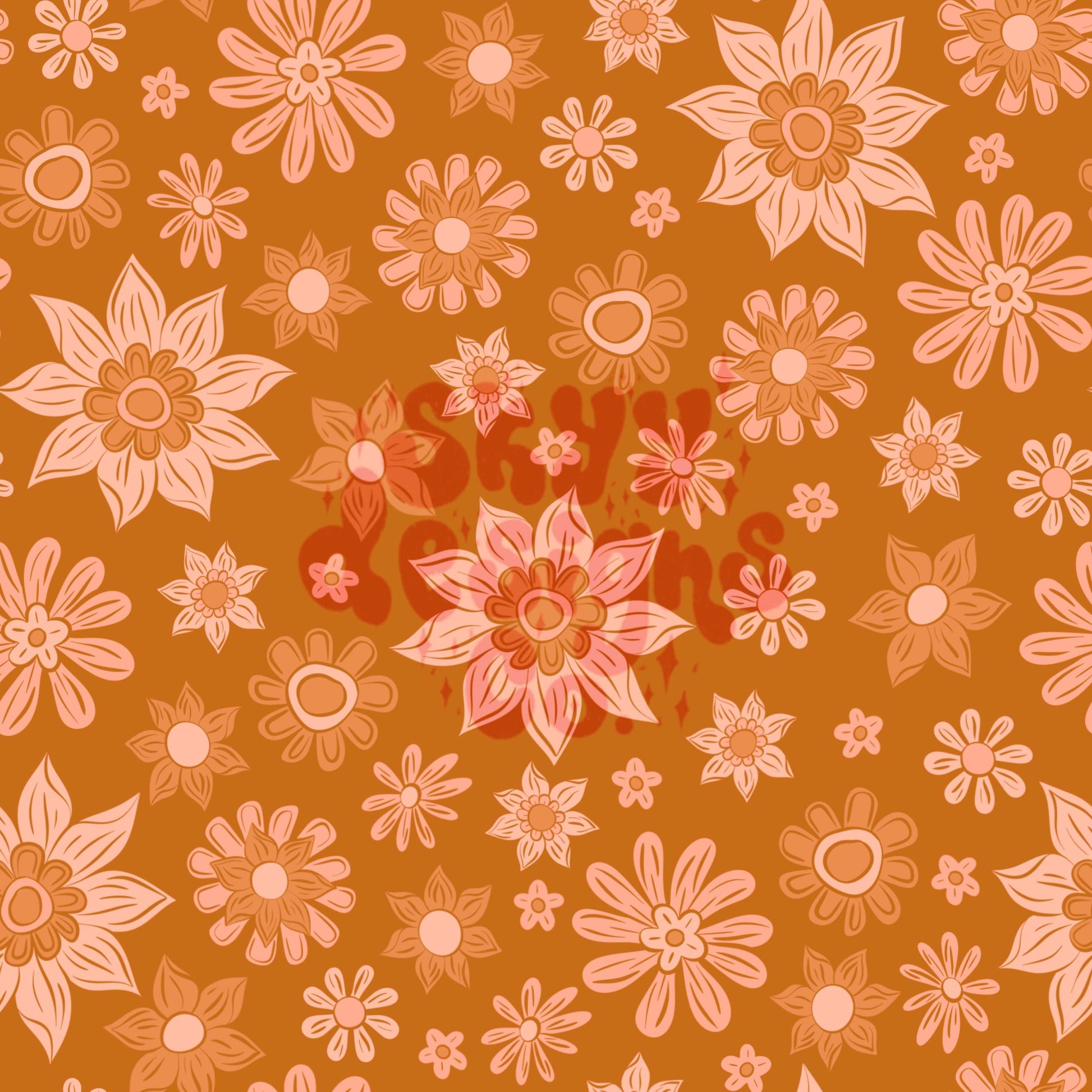 Neutral floral seamless surface pattern brown background - SkyyDesignsCo