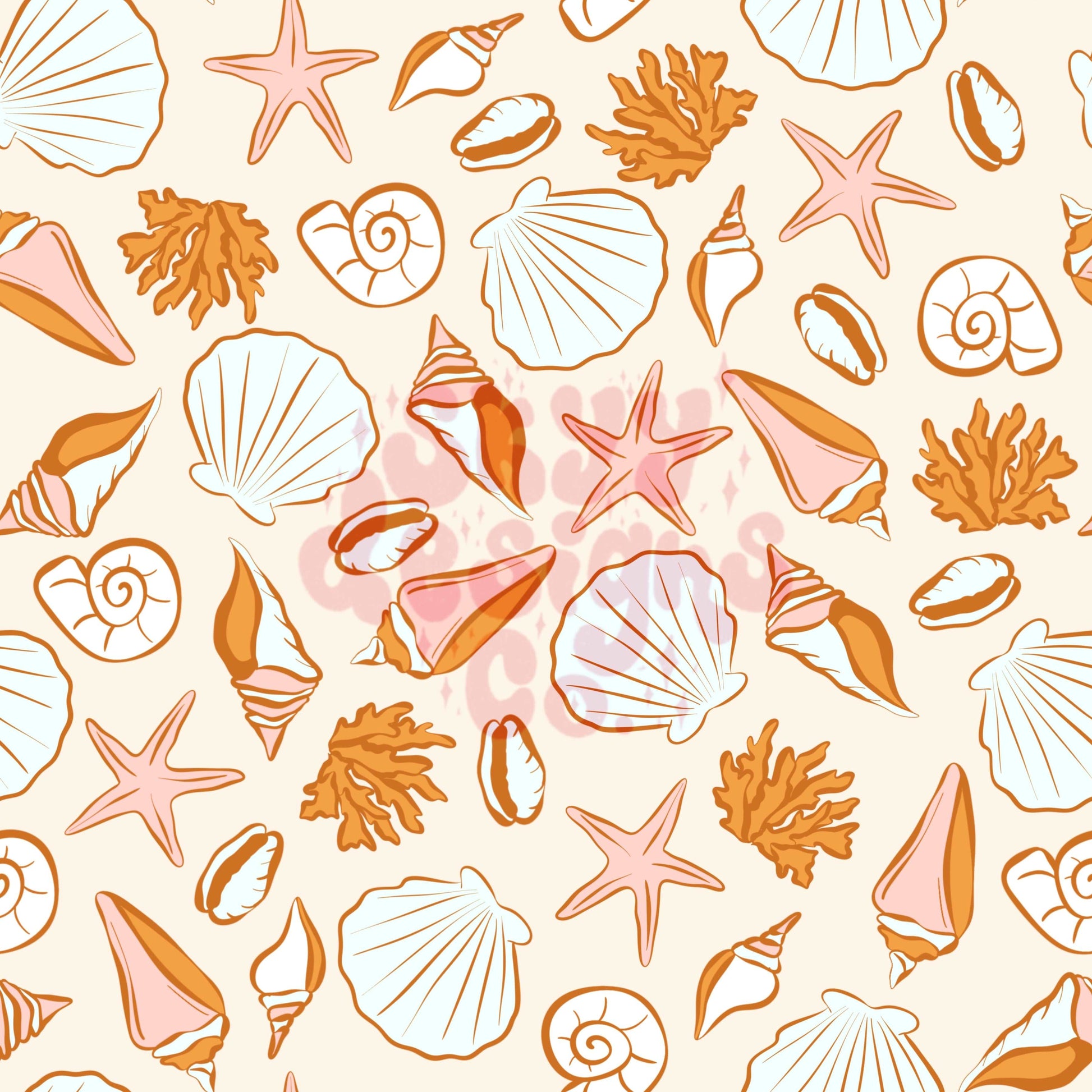 Pastel summer seashells seamless pattern - SkyyDesignsCo