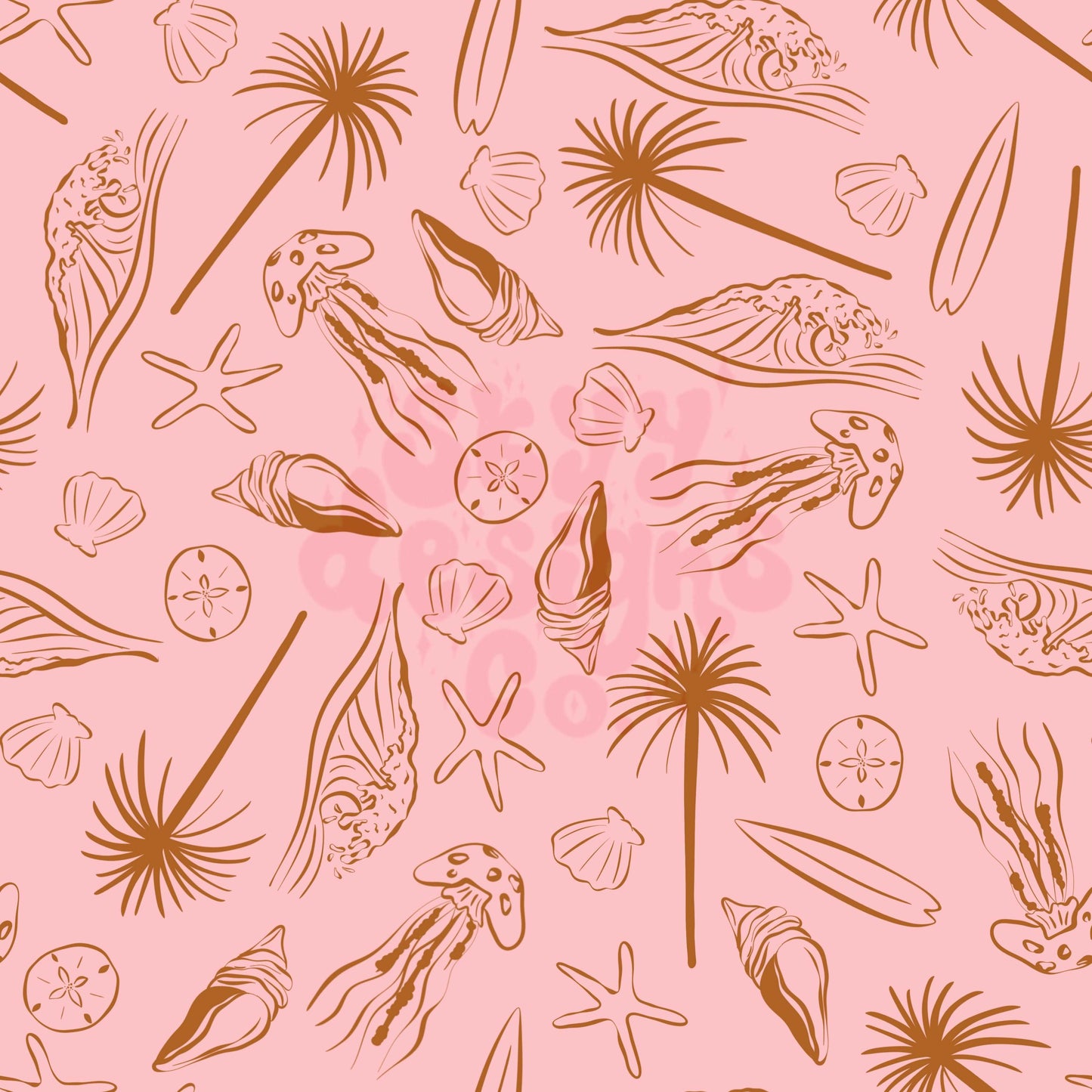 Pink boho summer beach seamless pattern - SkyyDesignsCo