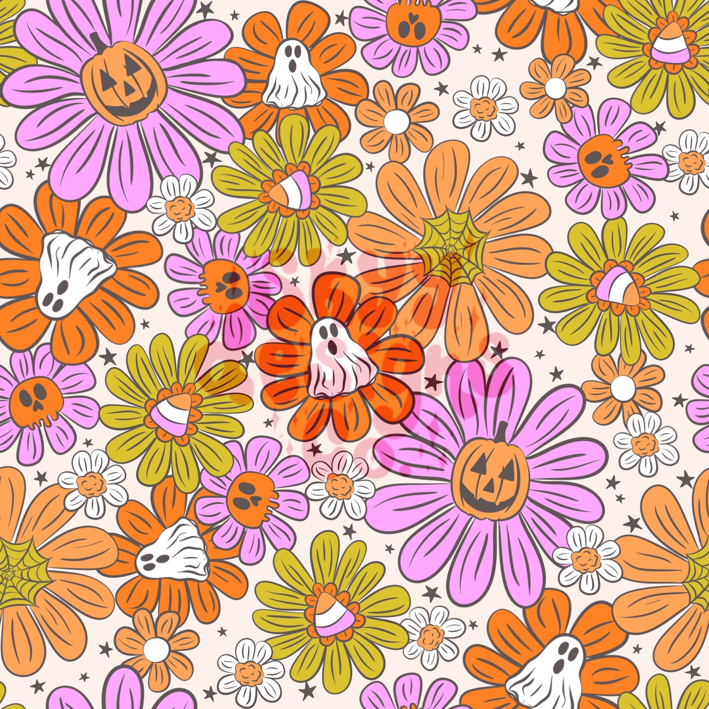 Spooky Halloween floral seamless surface pattern - SkyyDesignsCo
