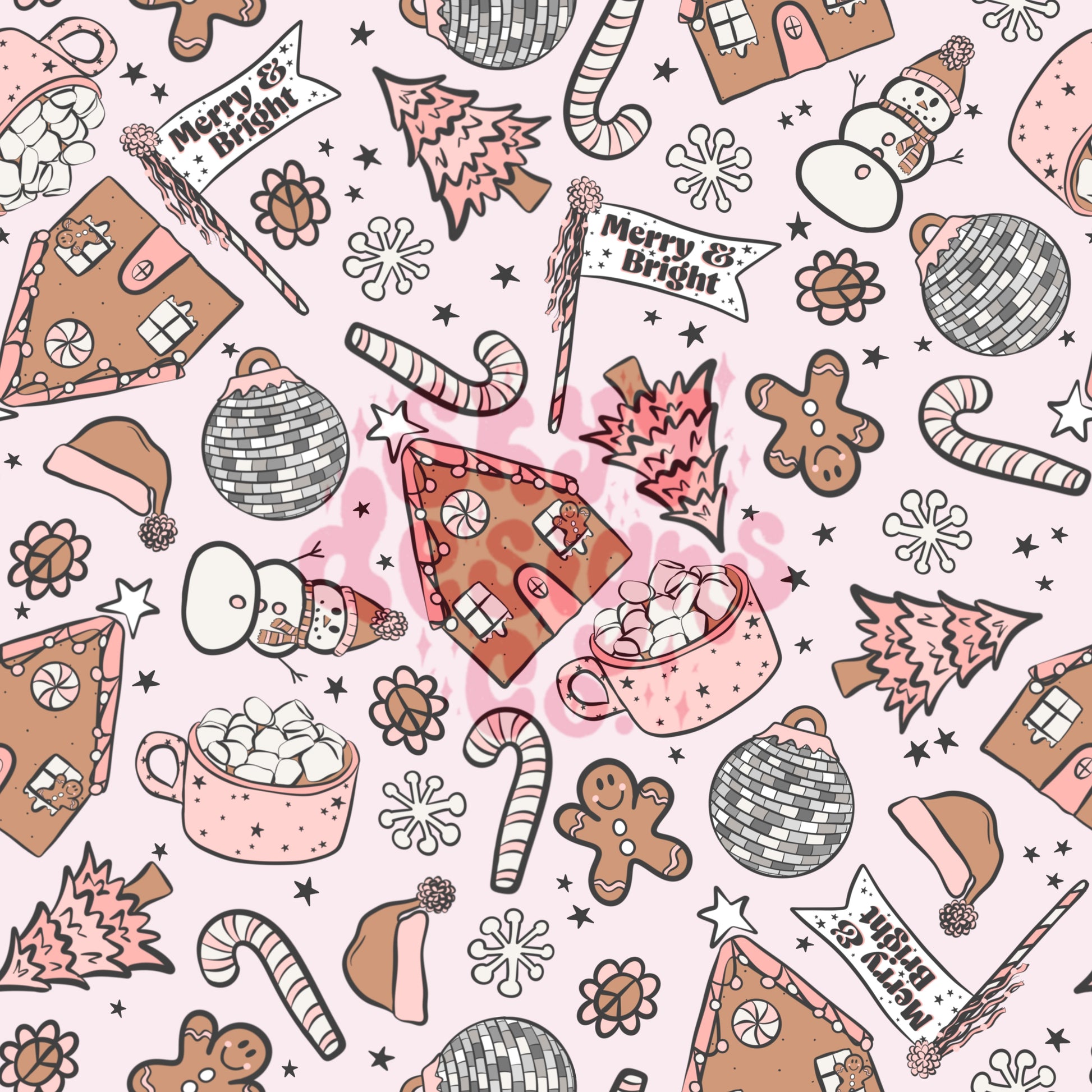 Trendy gingerbread Christmas seamless pattern - SkyyDesignsCo