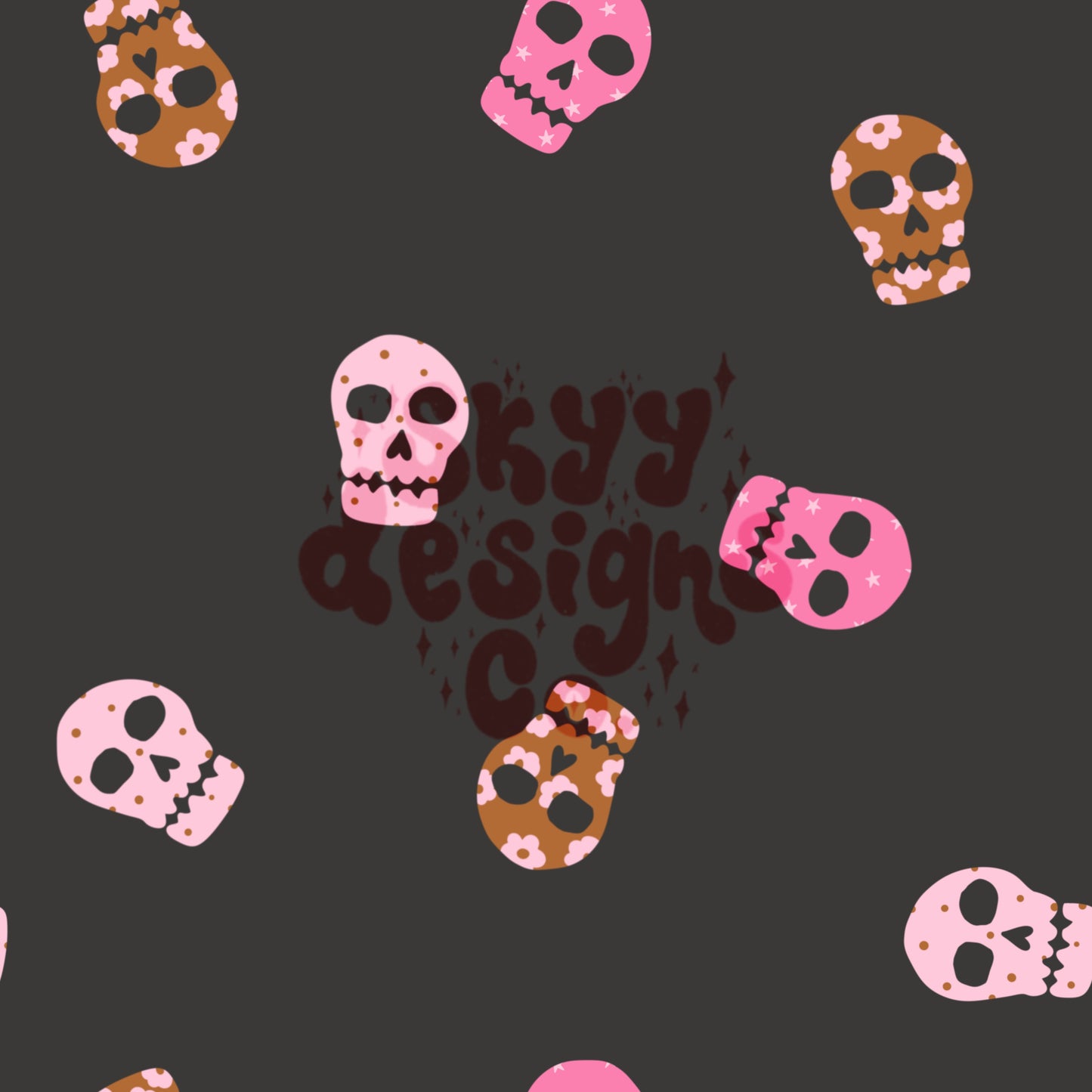 Girly skulls Halloween seamless pattern - SkyyDesignsCo
