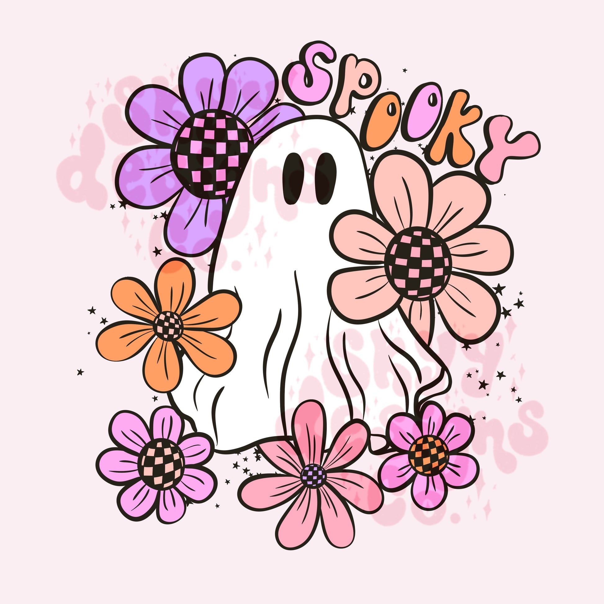 Spooky Ghost Floral PNG Sublimation - SkyyDesignsCo