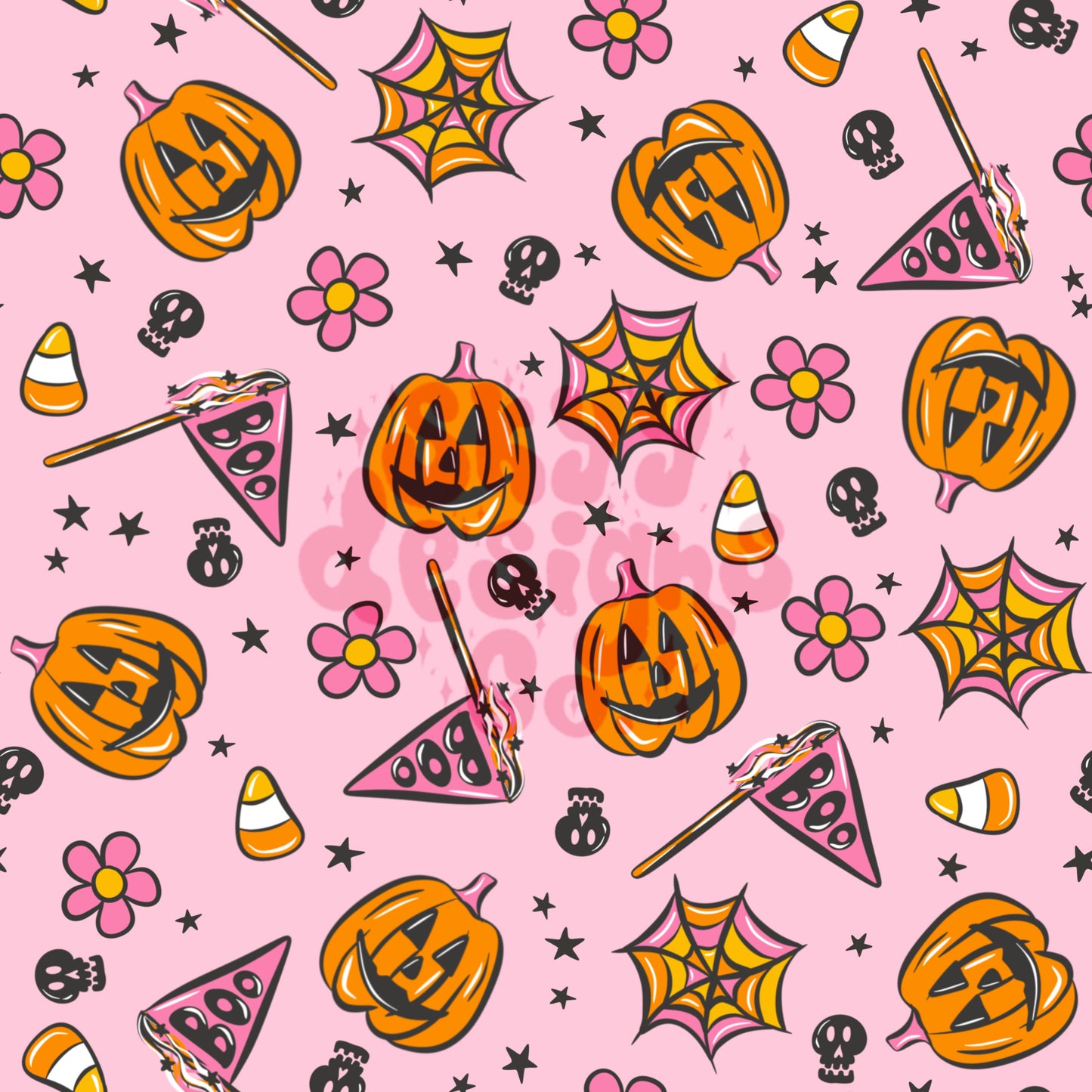 Trendy girly Halloween seamless surface pattern - SkyyDesignsCo