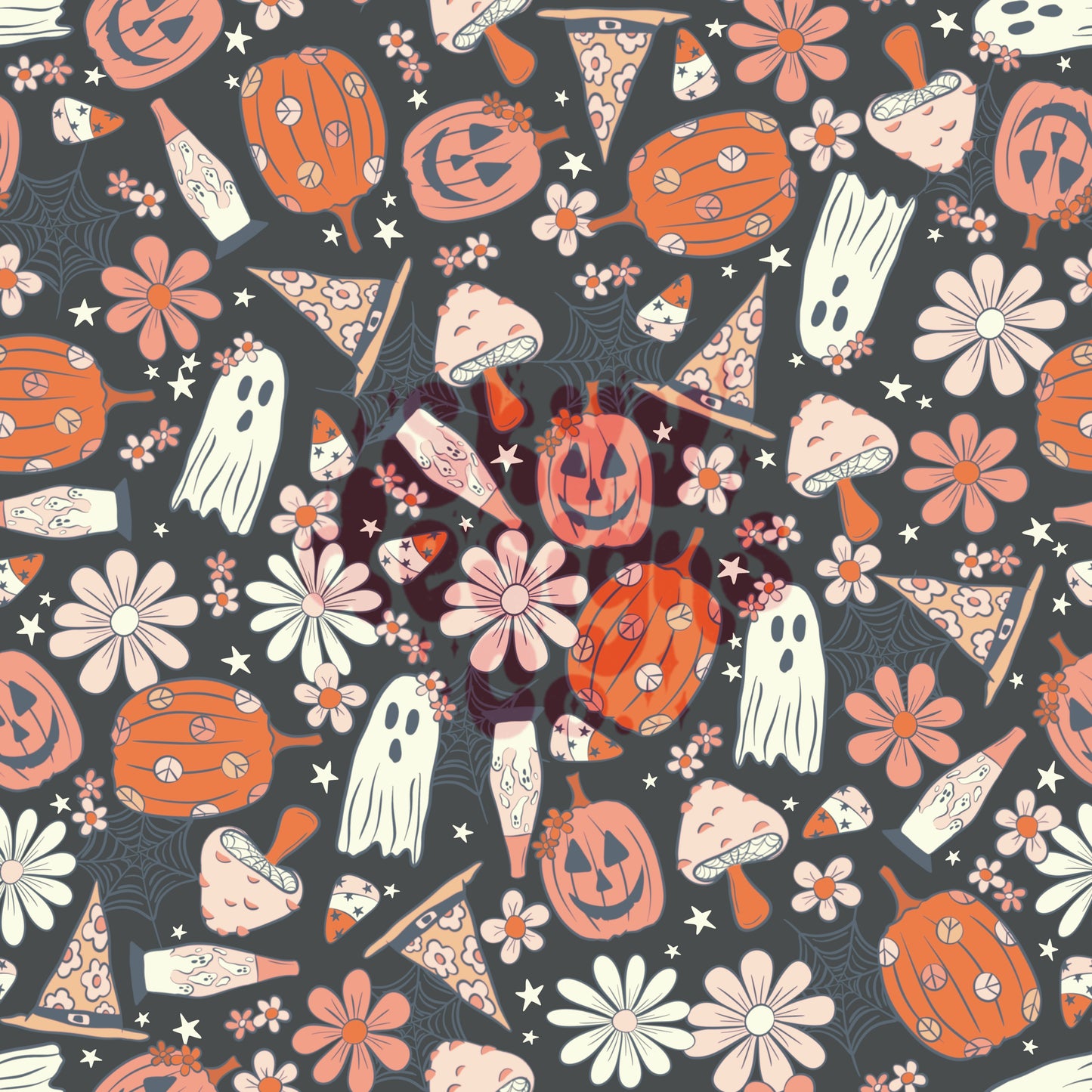Retro trendy Halloween pumpkins seamless pattern - SkyyDesignsCo