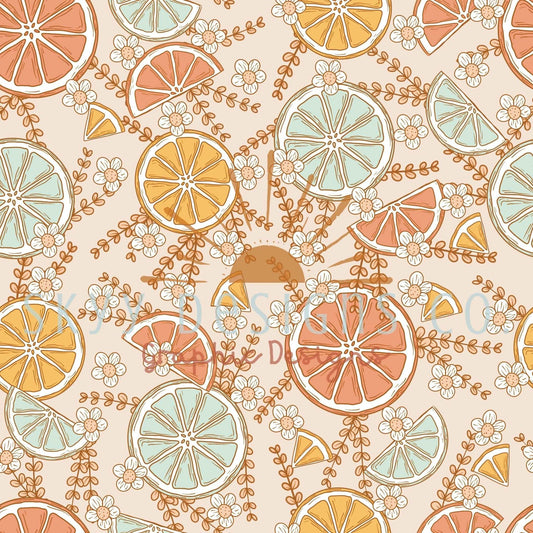 Lemon floral seamless pattern - SkyyDesignsCo
