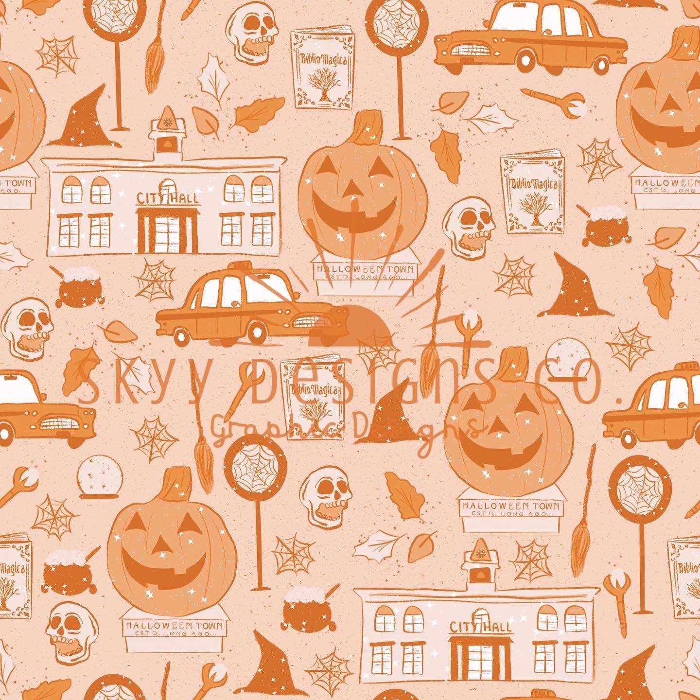 LIMITED EDITION Halloween town seamless pattern bundle pink - SkyyDesignsCo