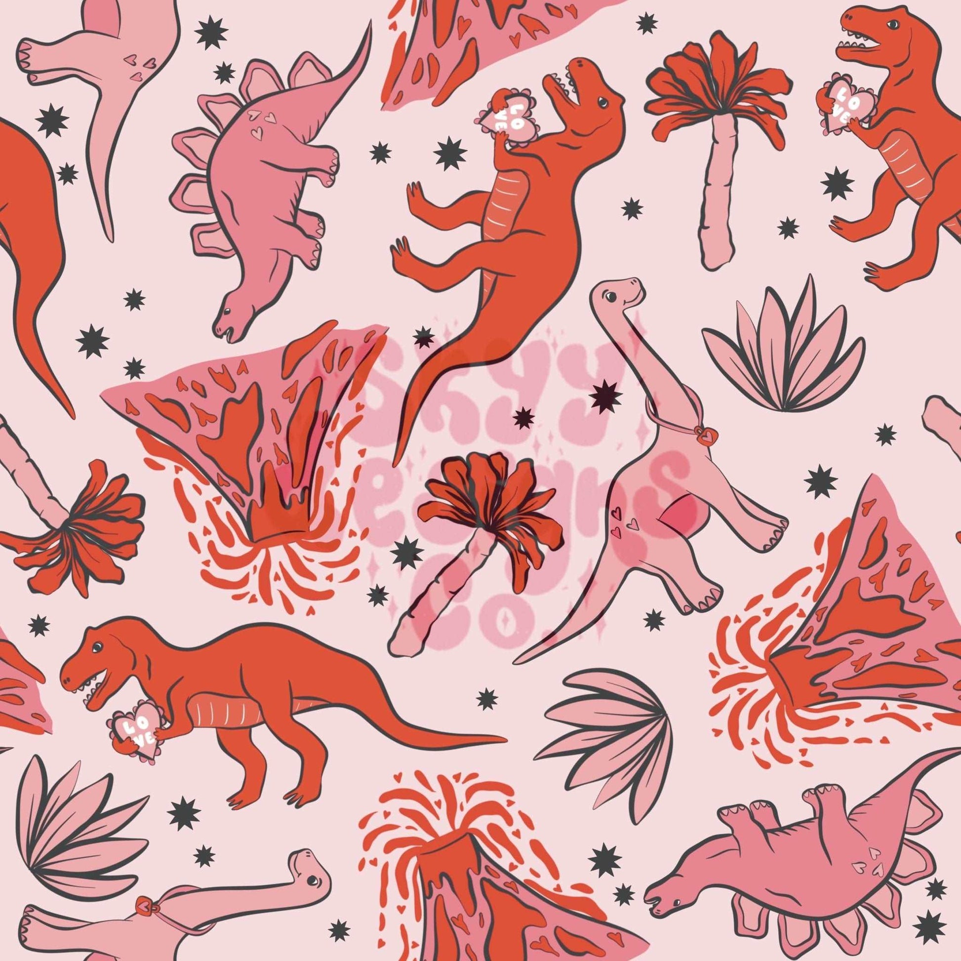 Love Dinosaurs seamless pattern - SkyyDesignsCo
