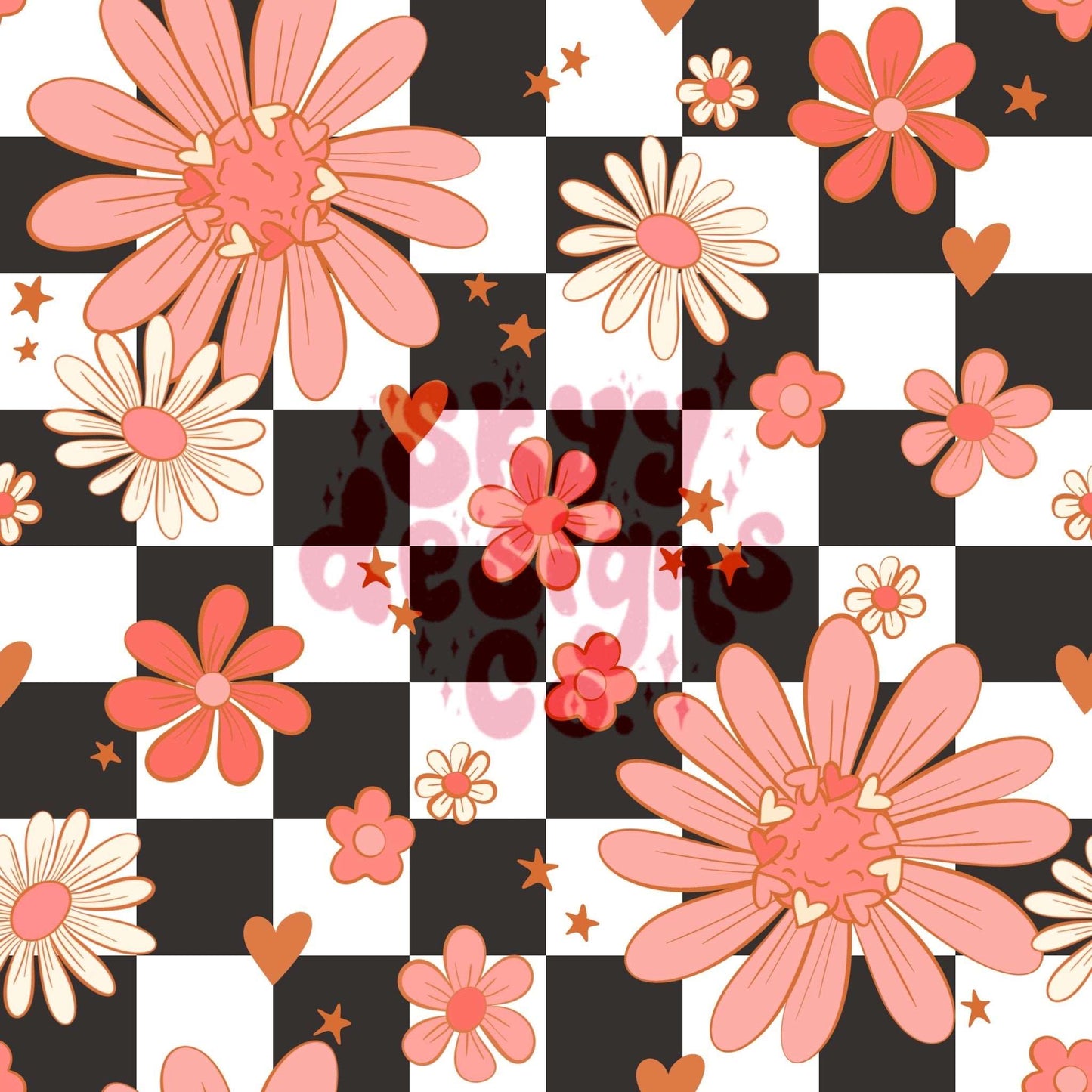 Love floral checkered seamless repeat pattern - SkyyDesignsCo