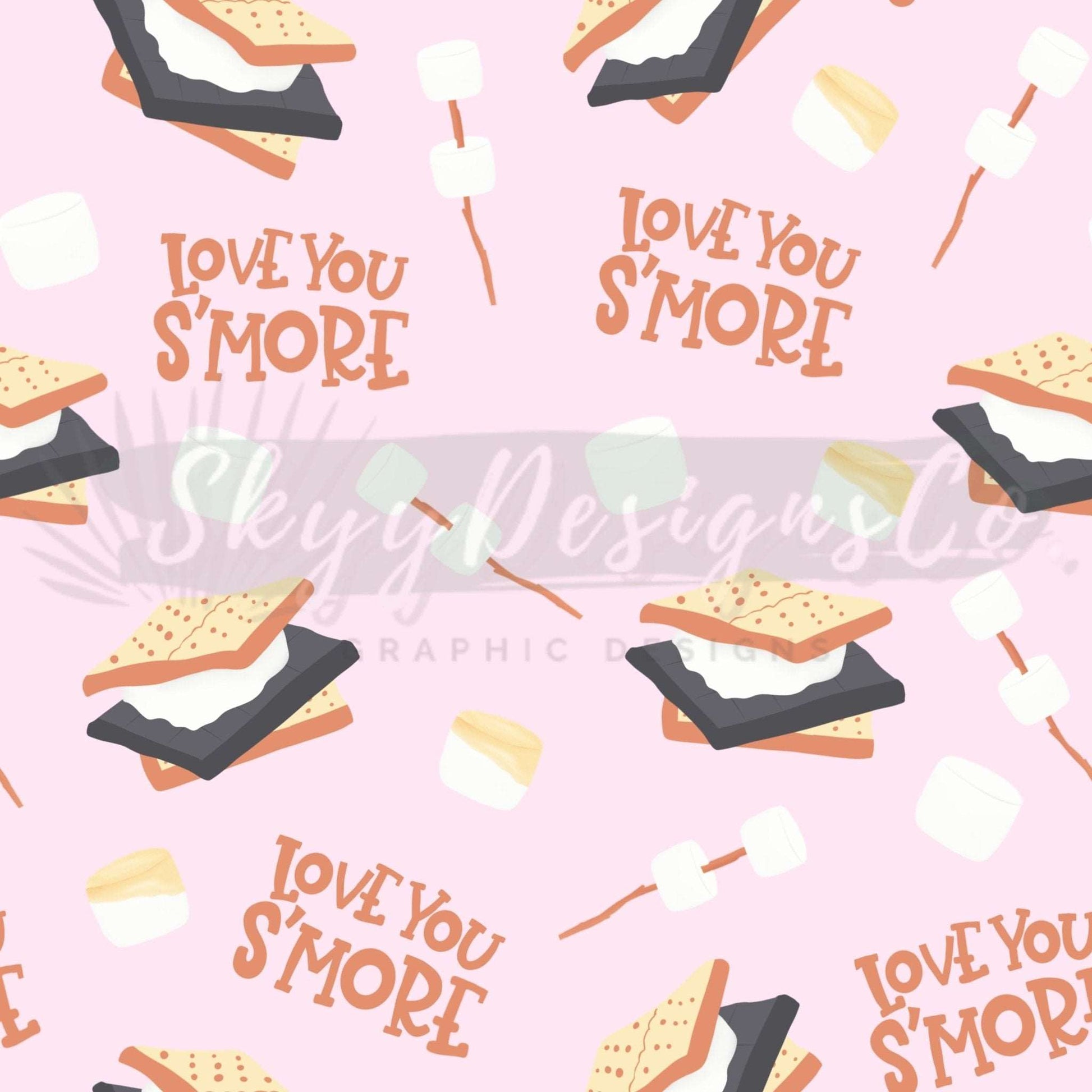 Love you smores digital seamless pattern for fabrics and wallpapers, Smores seamless repeat pattern, Camping seamless digital paper - SkyyDesignsCo